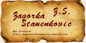 Zagorka Stamenković vizit kartica